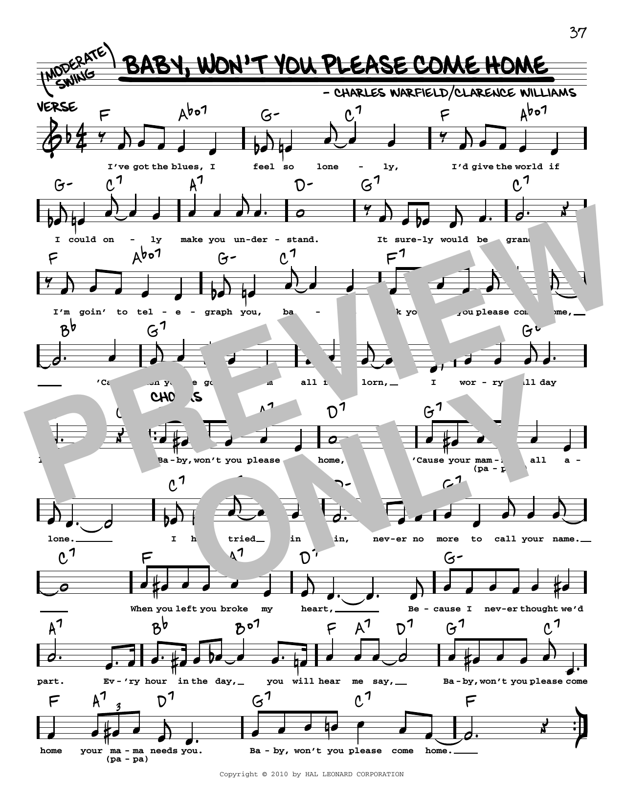 Download Bessie Smith Baby, Won't You Please Come Home (arr. Robert Rawlins) Sheet Music and learn how to play Real Book – Melody, Lyrics & Chords PDF digital score in minutes