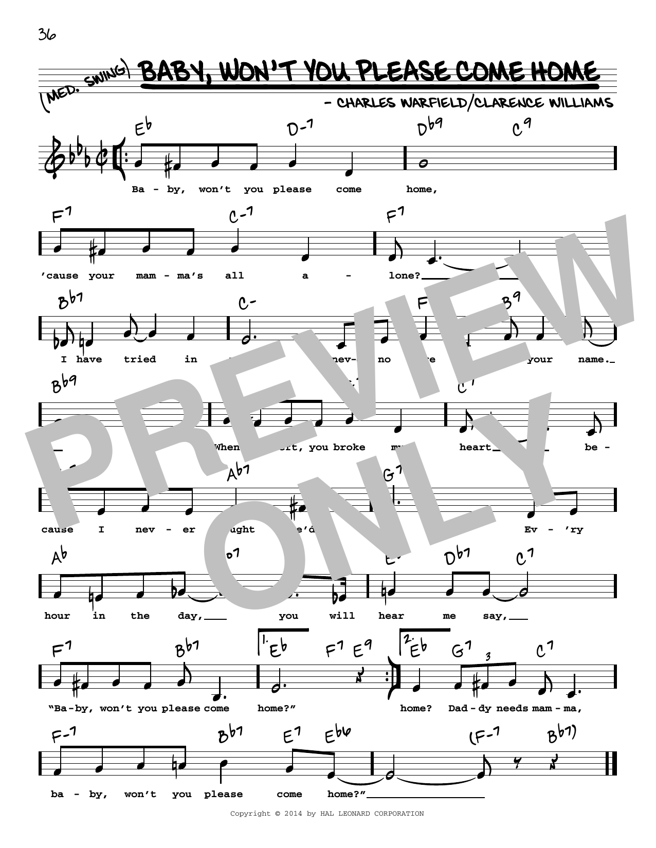 Download Bessie Smith Baby, Won't You Please Come Home (Low Voice) Sheet Music and learn how to play Real Book – Melody, Lyrics & Chords PDF digital score in minutes