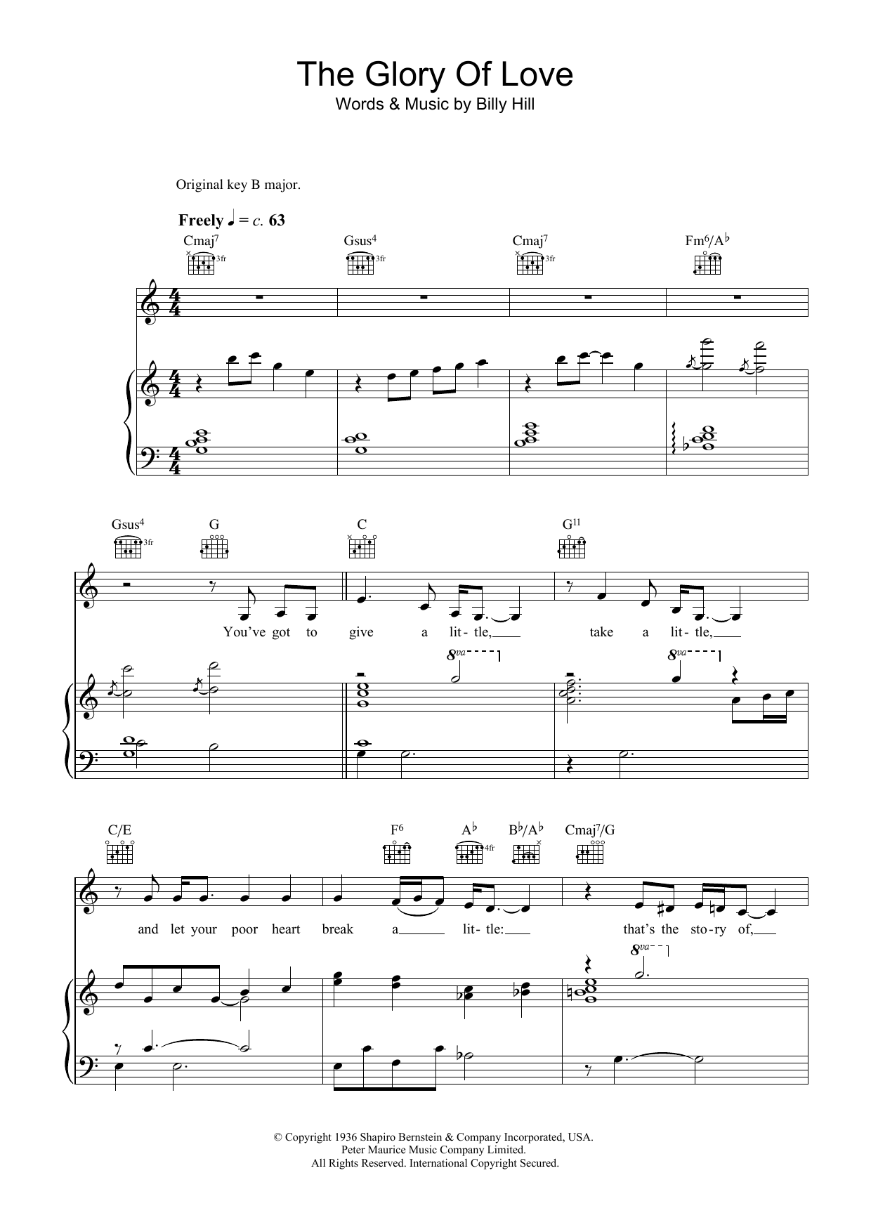 Download Bette Midler The Glory Of Love Sheet Music and learn how to play Piano PDF digital score in minutes