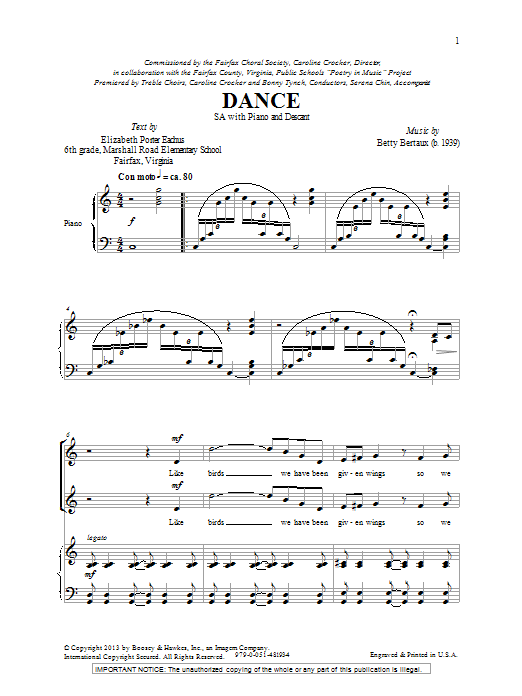 Download Betty Bertaux Dance Sheet Music and learn how to play 2-Part Choir PDF digital score in minutes