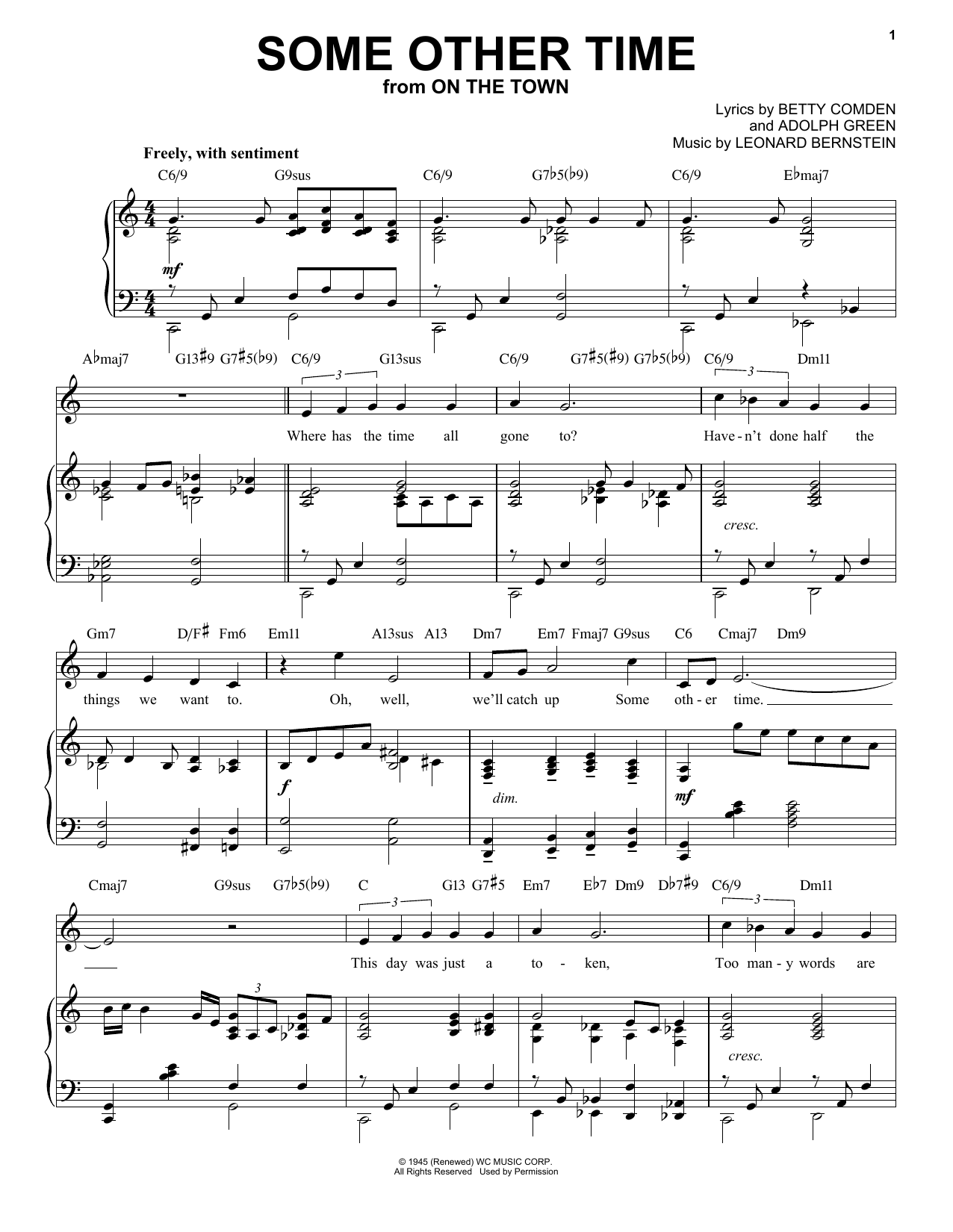 Download Betty Comden, Adolph Green and Leonard Bernstein Some Other Time [Jazz version] (arr. Brent Edstrom) Sheet Music and learn how to play Piano & Vocal PDF digital score in minutes