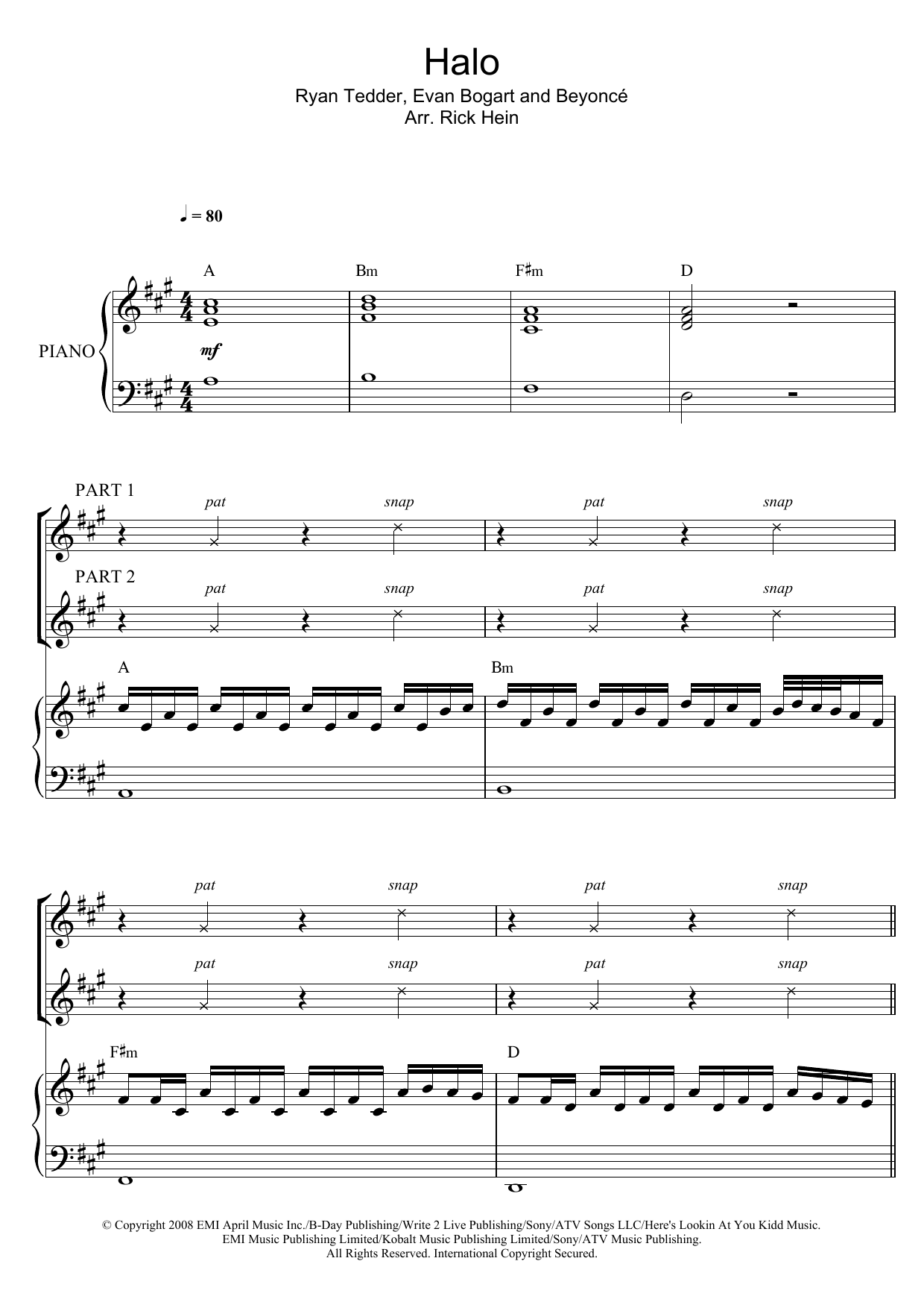 Download Beyoncé Halo (arr. Rick Hein) Sheet Music and learn how to play 2-Part Choir PDF digital score in minutes