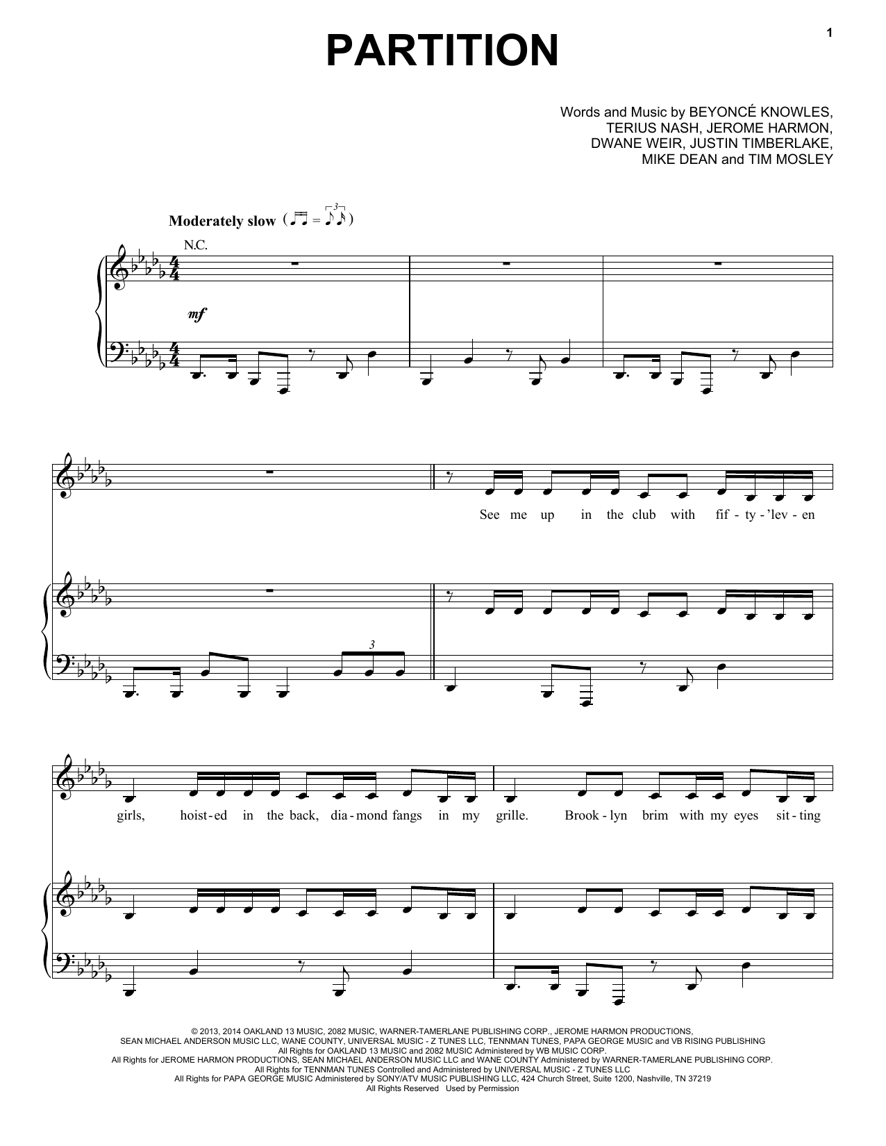 Download Beyoncé Partition Sheet Music and learn how to play Piano, Vocal & Guitar (Right-Hand Melody) PDF digital score in minutes