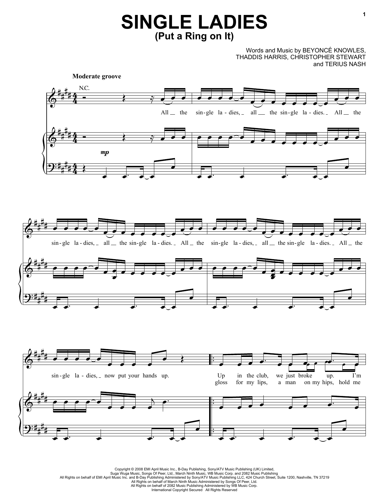 Download Beyonce Single Ladies (Put A Ring On It) Sheet Music and learn how to play Real Book – Melody & Chords PDF digital score in minutes