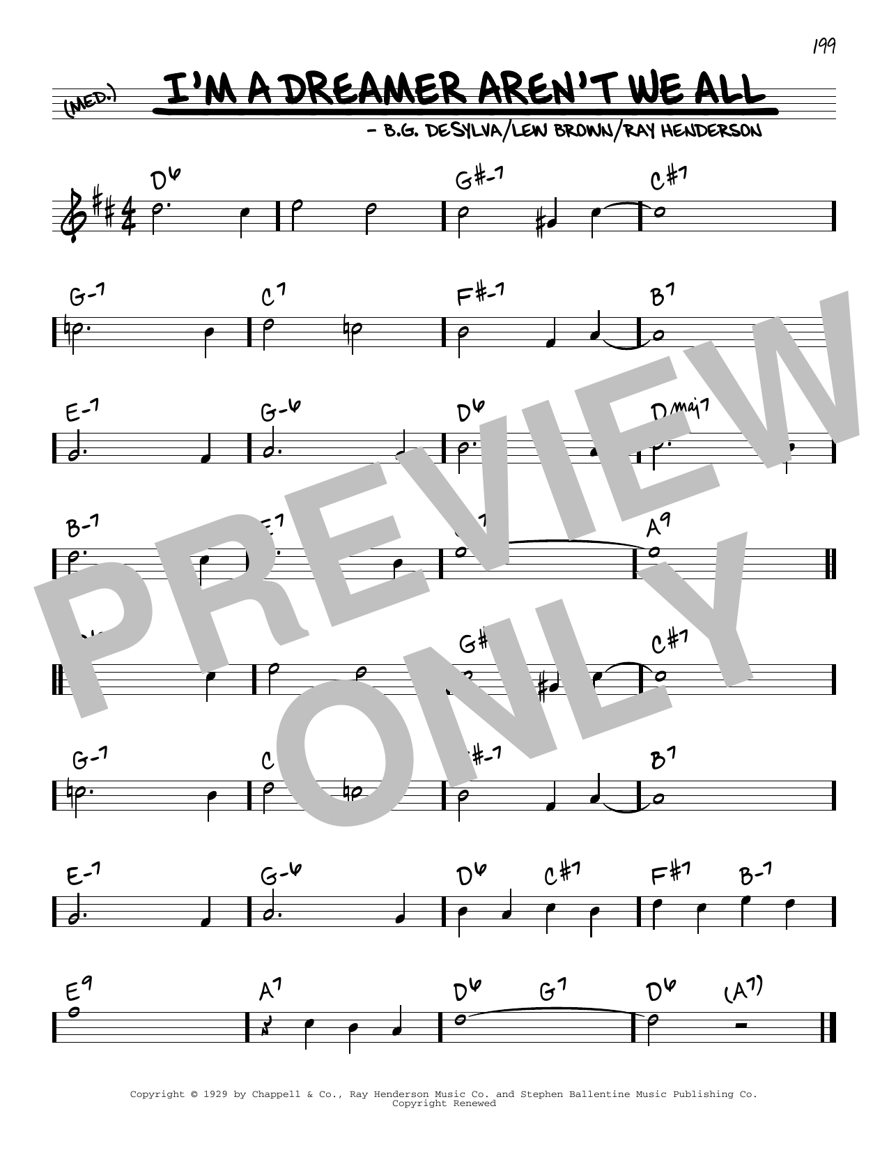 Download B.G. DeSylva I'm A Dreamer Aren't We All Sheet Music and learn how to play Real Book – Melody & Chords PDF digital score in minutes