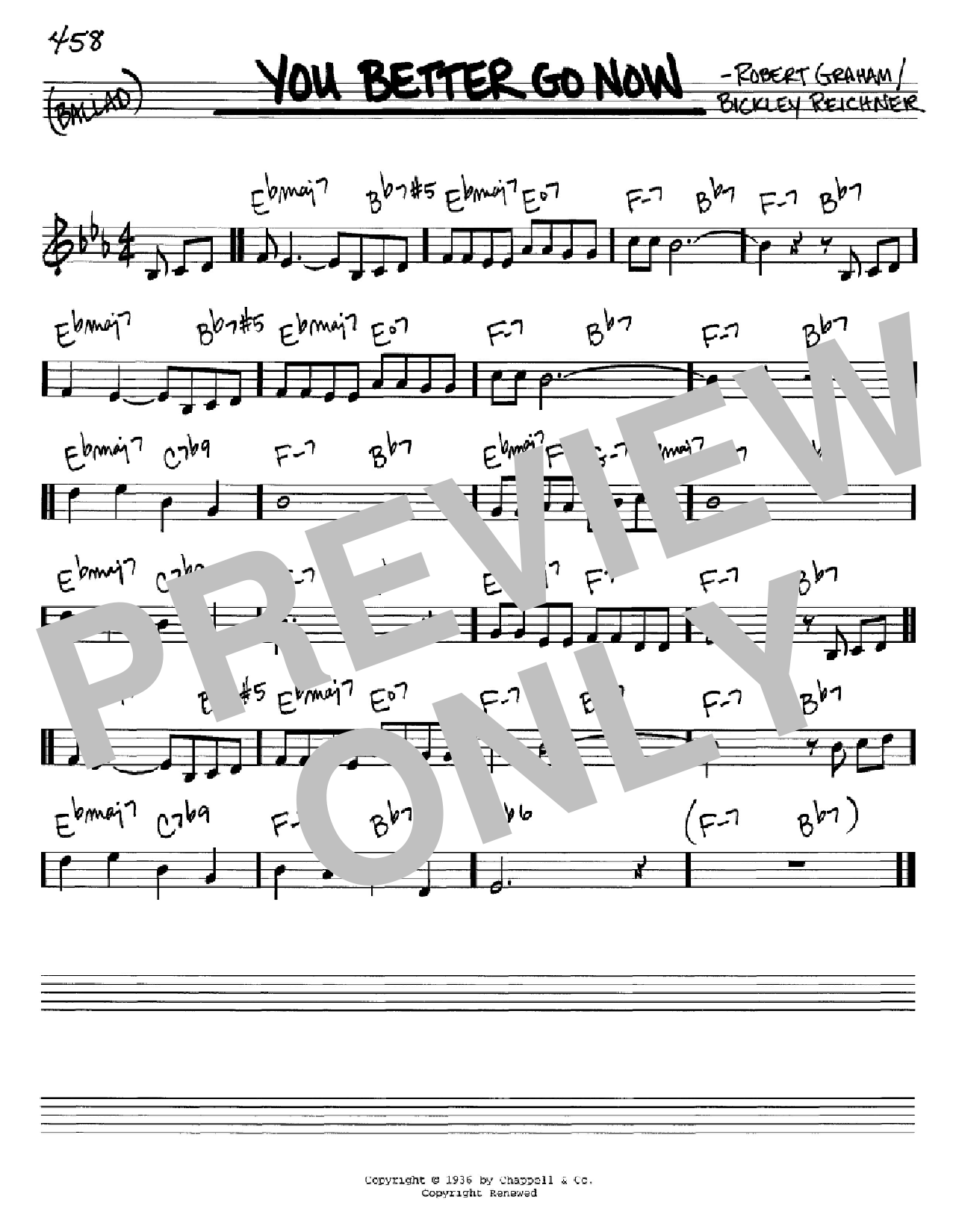 Download Bickley Reichner You Better Go Now Sheet Music and learn how to play Real Book – Melody, Lyrics & Chords PDF digital score in minutes