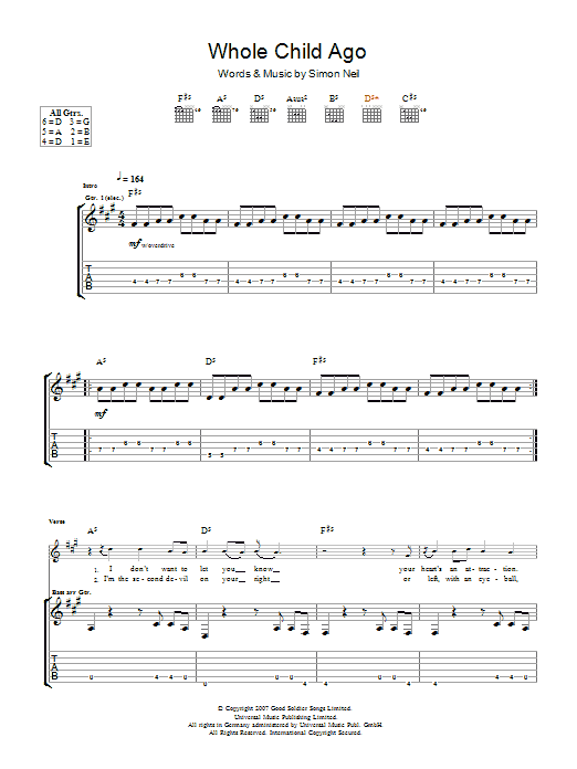 Download Biffy Clyro A Whole Child Ago Sheet Music and learn how to play Guitar Tab PDF digital score in minutes