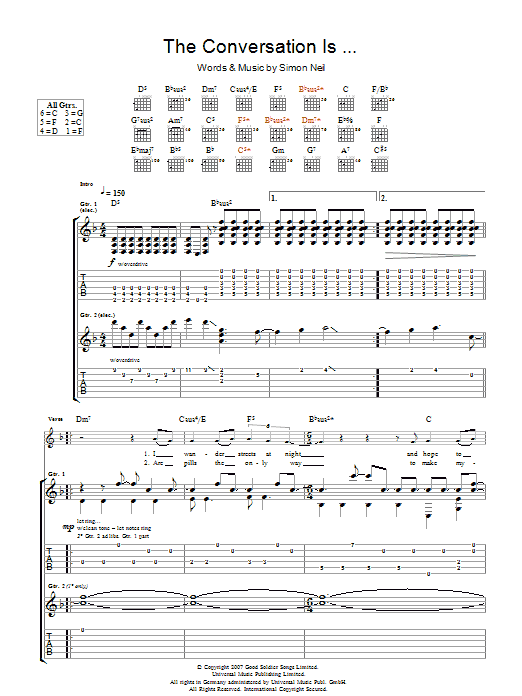 Download Biffy Clyro The Conversation Is... Sheet Music and learn how to play Guitar Tab PDF digital score in minutes