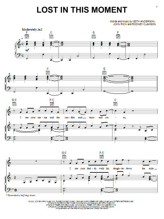 Download Big & Rich Lost In This Moment Sheet Music and learn how to play Piano, Vocal & Guitar (Right-Hand Melody) PDF digital score in minutes