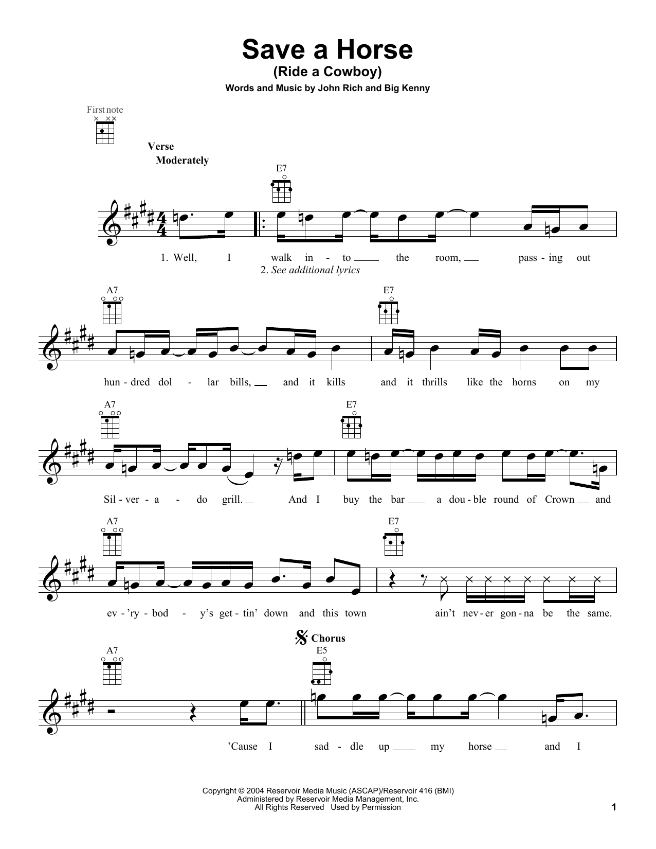 Download Big & Rich Save A Horse (Ride A Cowboy) Sheet Music and learn how to play Piano, Vocal & Guitar (Right-Hand Melody) PDF digital score in minutes