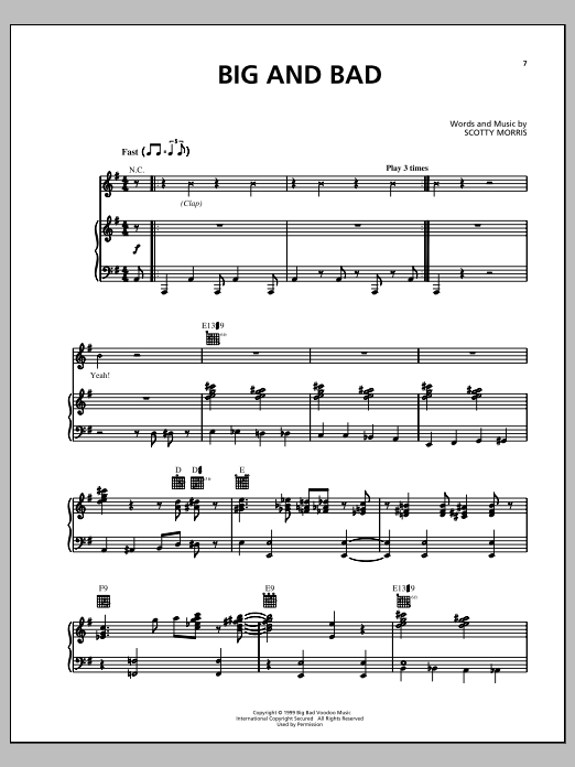 Download Big Bad Voodoo Daddy Big And Bad Sheet Music and learn how to play Piano, Vocal & Guitar (Right-Hand Melody) PDF digital score in minutes