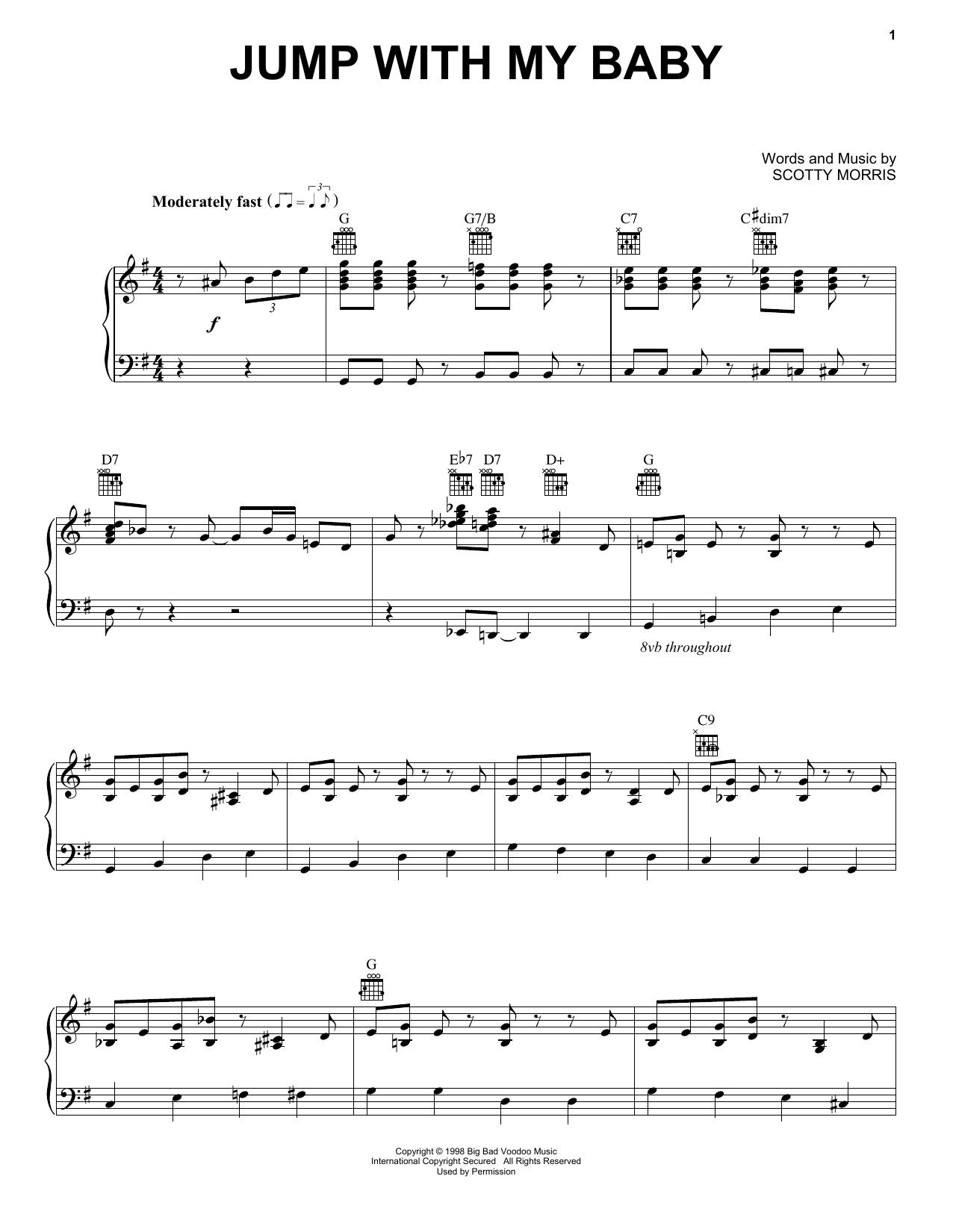 Download Big Bad Voodoo Daddy Jump With My Baby Sheet Music and learn how to play Piano, Vocal & Guitar (Right-Hand Melody) PDF digital score in minutes