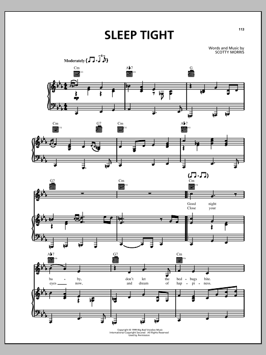 Download Big Bad Voodoo Daddy Sleep Tight Sheet Music and learn how to play Piano, Vocal & Guitar (Right-Hand Melody) PDF digital score in minutes