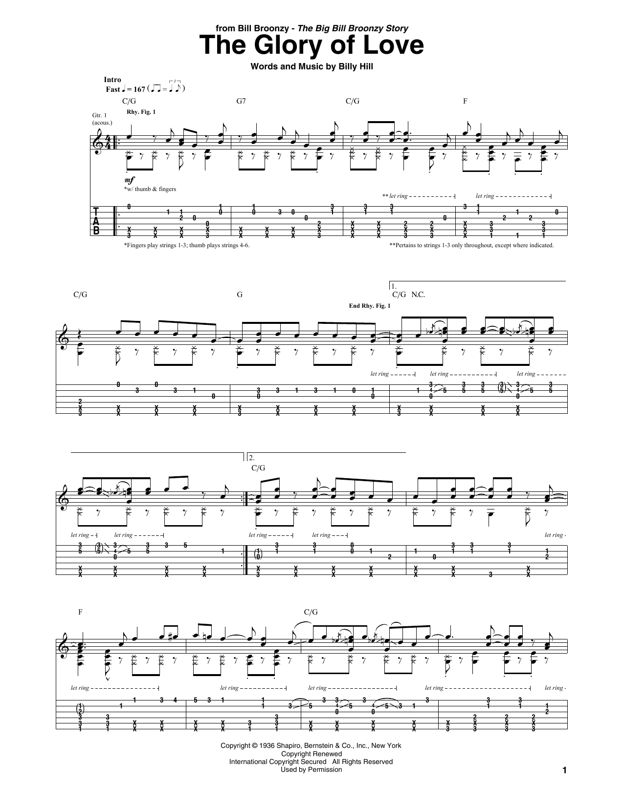 Download Big Bill Broonzy The Glory Of Love Sheet Music and learn how to play Guitar Tab PDF digital score in minutes