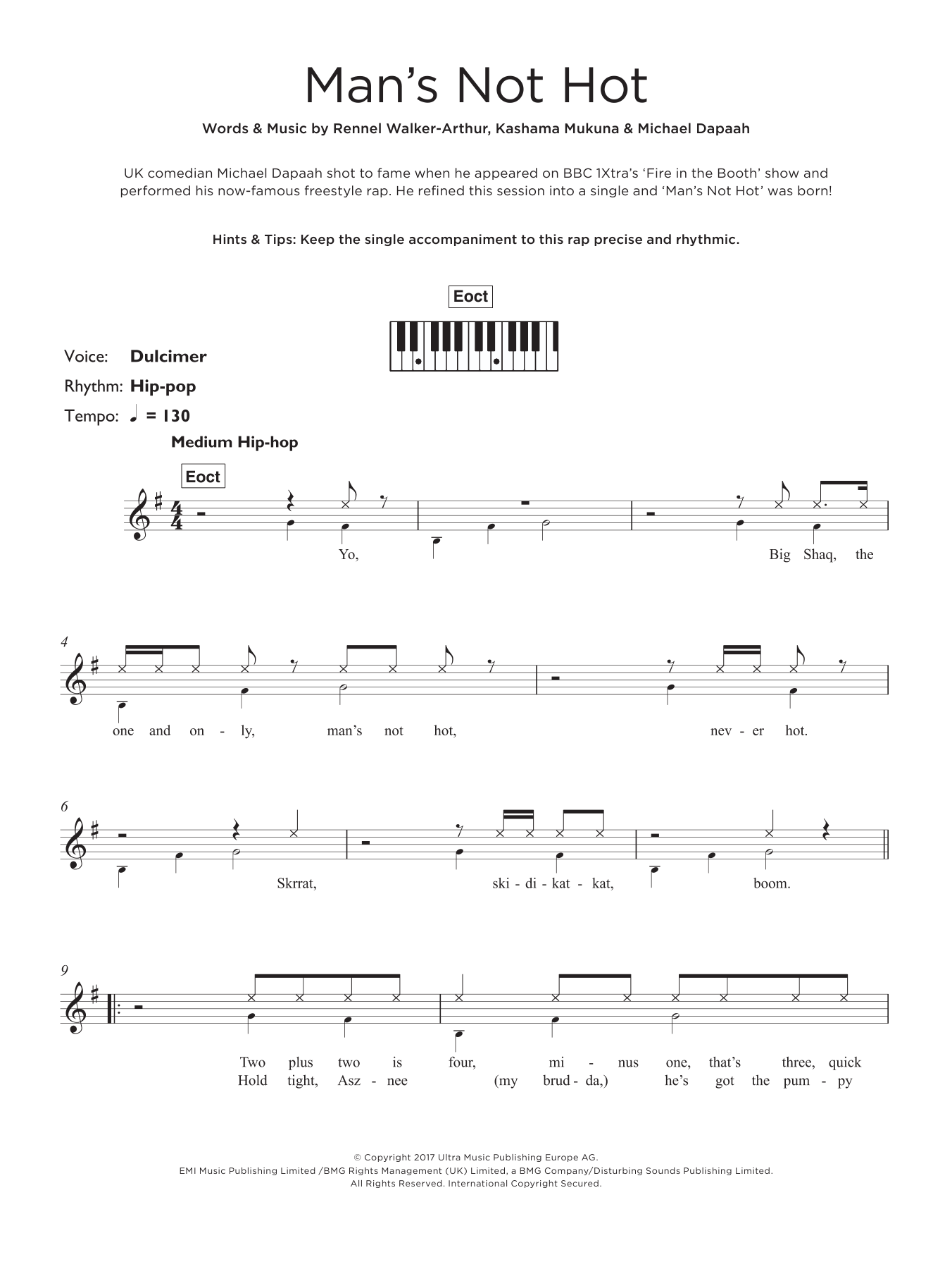 Download Big Shaq Man's Not Hot Sheet Music and learn how to play Beginner Ukulele PDF digital score in minutes
