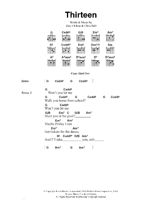 Download Big Star Thirteen Sheet Music and learn how to play Lyrics & Chords PDF digital score in minutes