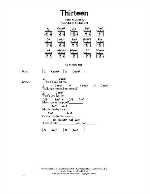 Download Big Star Thirteen Sheet Music and learn how to play Lyrics & Chords PDF digital score in minutes