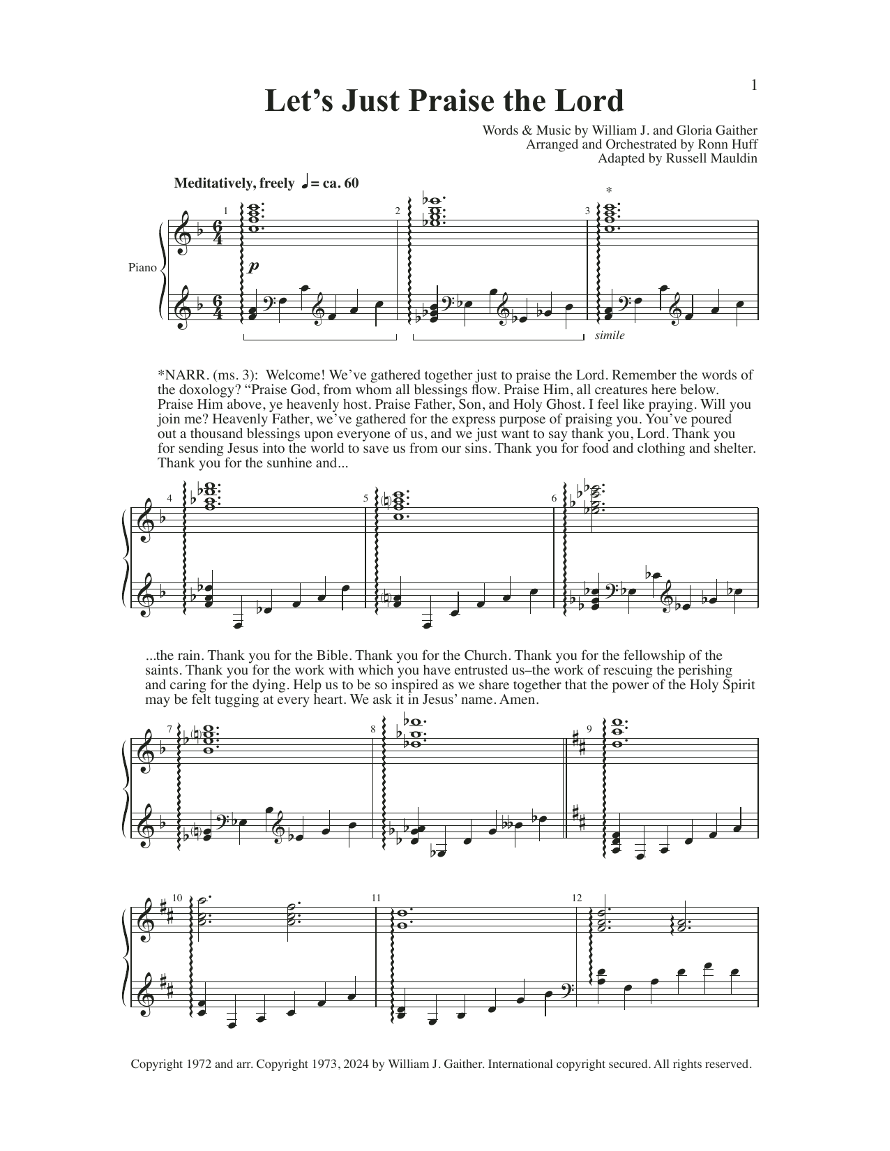 Download Bill & Gloria Gaither and Ronn Huff Alleluia! Sheet Music and learn how to play SATB Choir PDF digital score in minutes