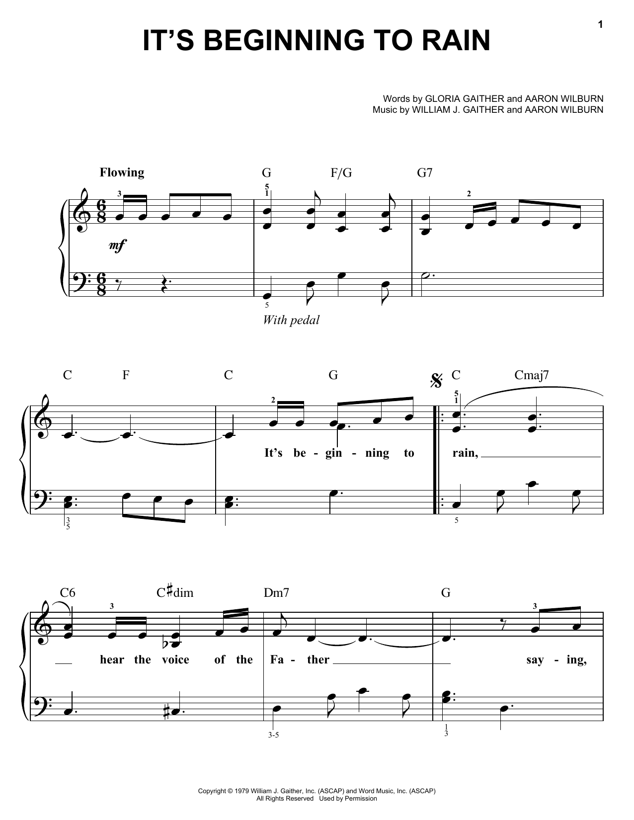 Download Bill Gaither Trio It's Beginning To Rain Sheet Music and learn how to play Easy Piano PDF digital score in minutes