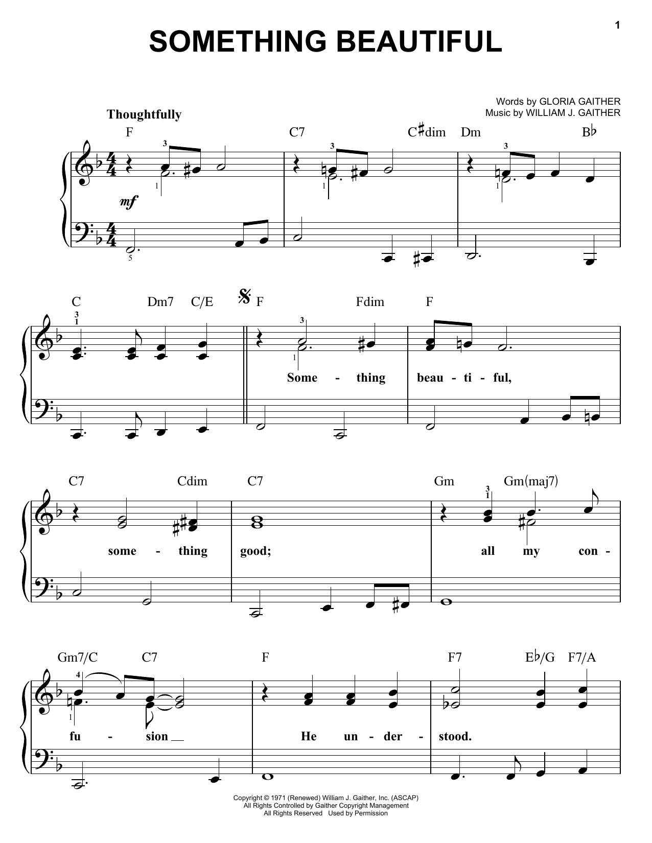 Download Gaither Vocal Band Something Beautiful Sheet Music and learn how to play Easy Piano PDF digital score in minutes