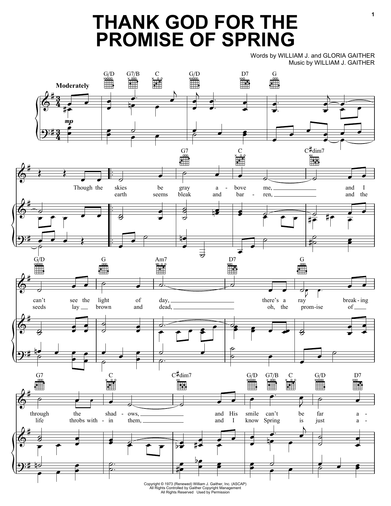 Download Gaither Vocal Band Thank God For The Promise Of Spring Sheet Music and learn how to play Piano, Vocal & Guitar (Right-Hand Melody) PDF digital score in minutes