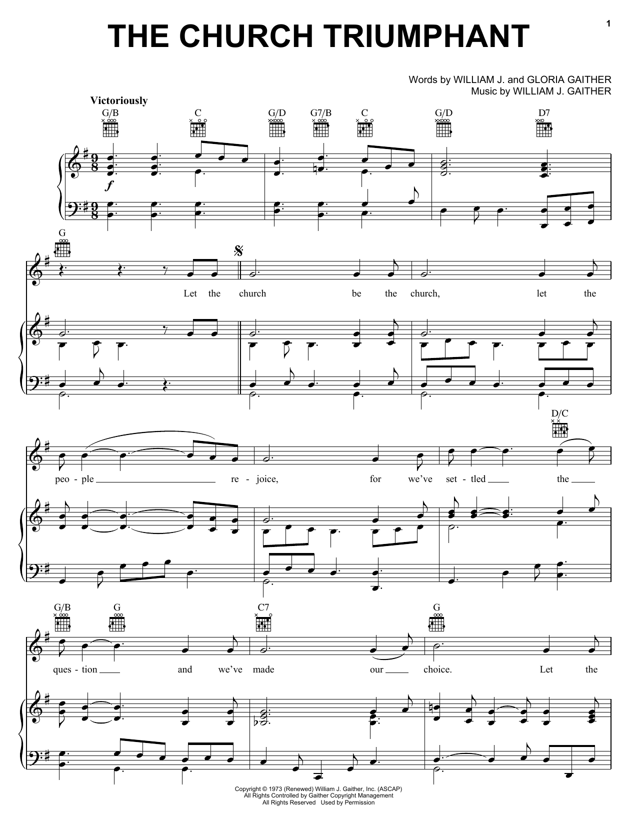Download Gaither Vocal Band The Church Triumphant Sheet Music and learn how to play Piano, Vocal & Guitar (Right-Hand Melody) PDF digital score in minutes