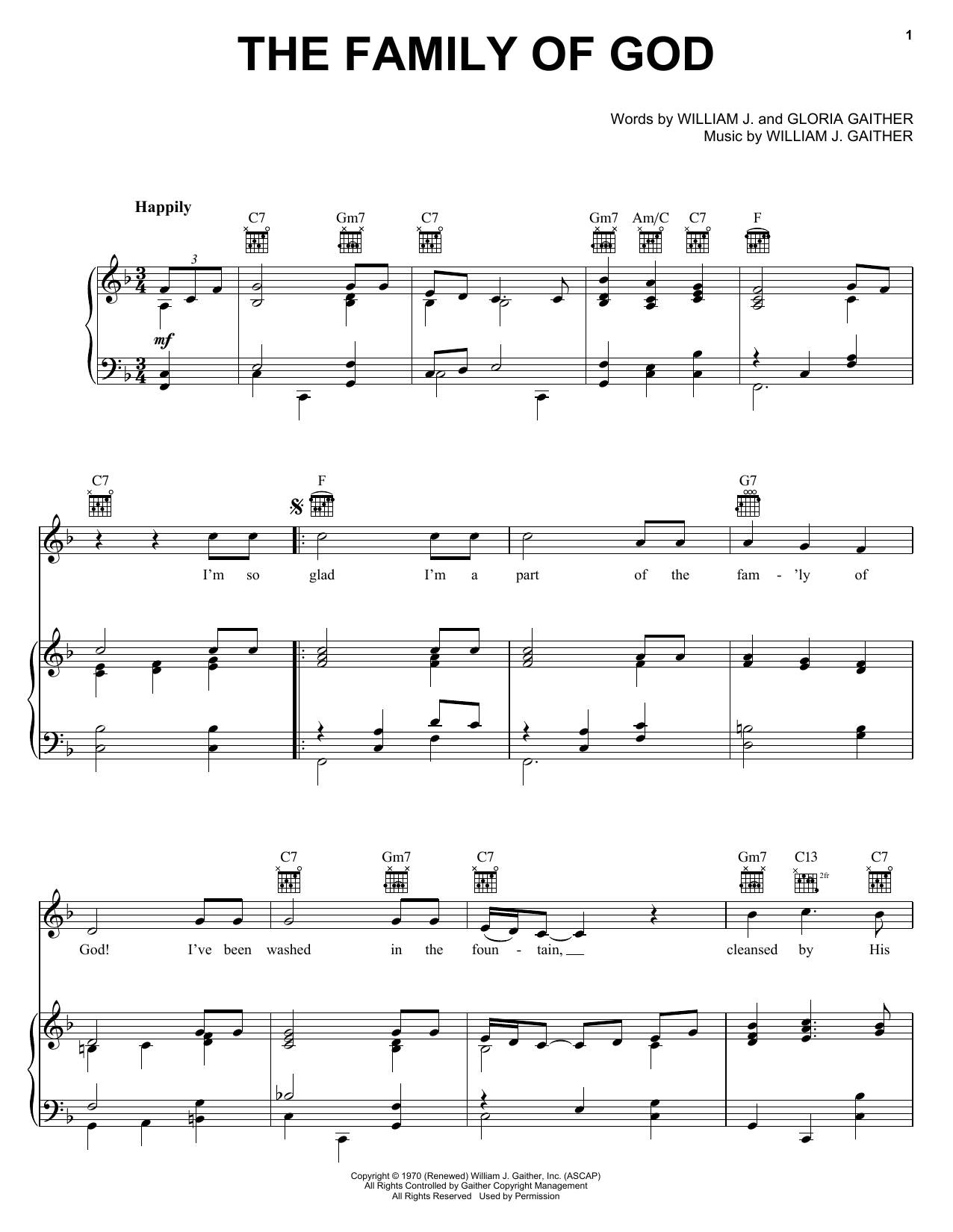 Download Gaither Vocal Band The Family Of God Sheet Music and learn how to play Piano, Vocal & Guitar (Right-Hand Melody) PDF digital score in minutes