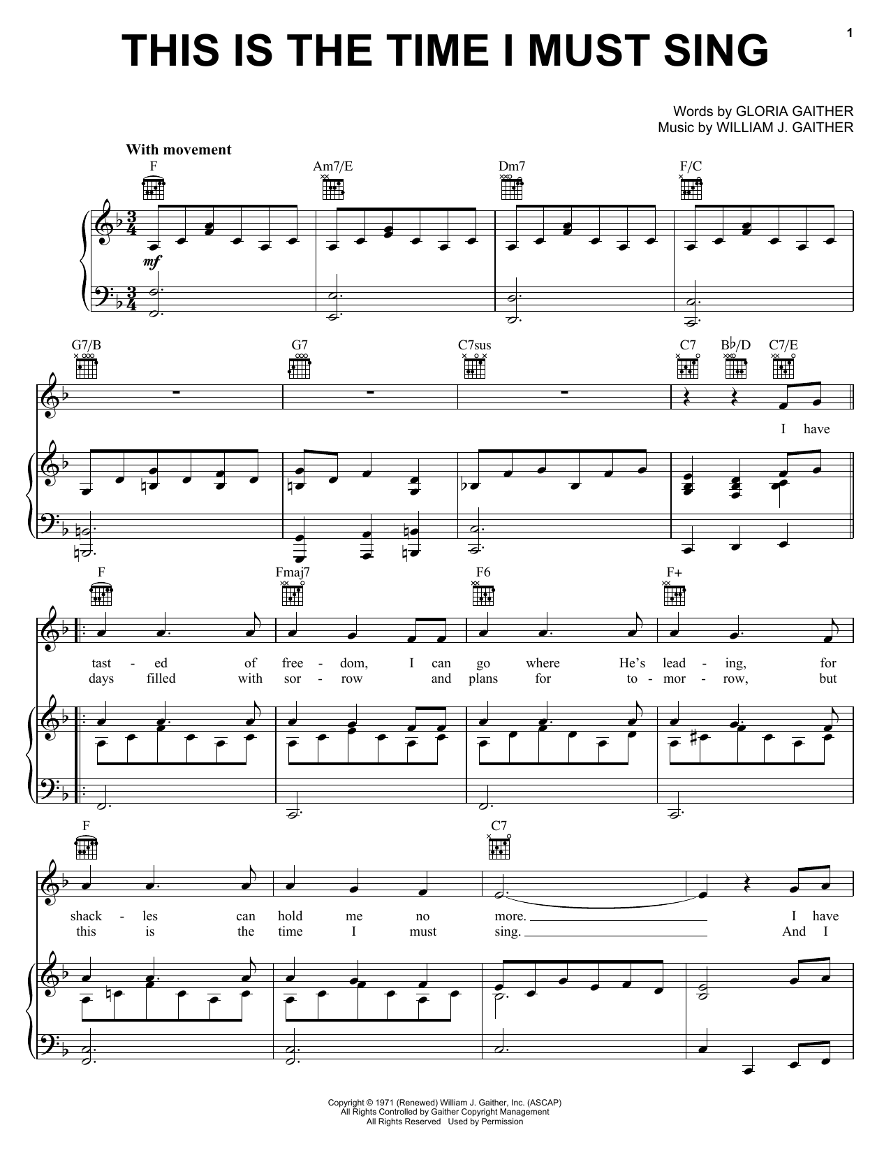 Download Gaither Vocal Band This Is The Time I Must Sing Sheet Music and learn how to play Piano, Vocal & Guitar (Right-Hand Melody) PDF digital score in minutes