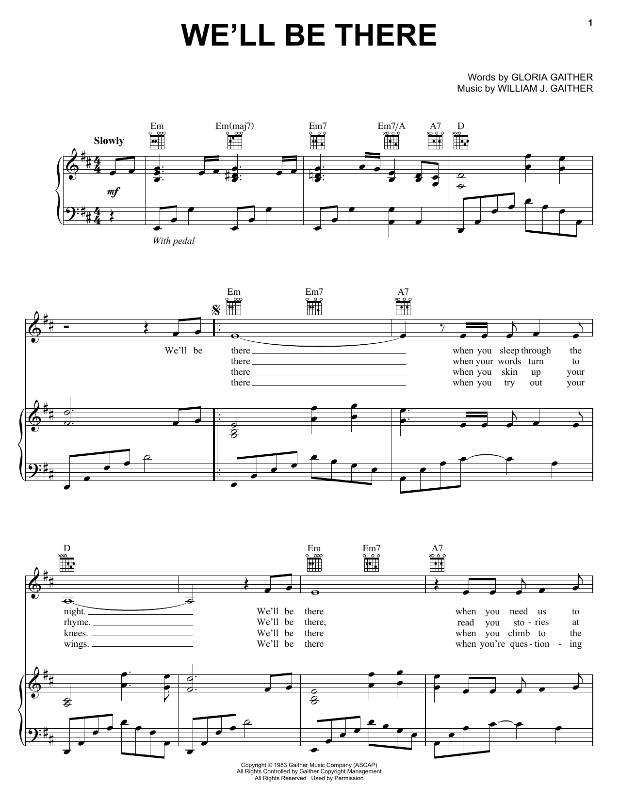 Download Gaither Vocal Band We'll Be There Sheet Music and learn how to play Piano, Vocal & Guitar (Right-Hand Melody) PDF digital score in minutes