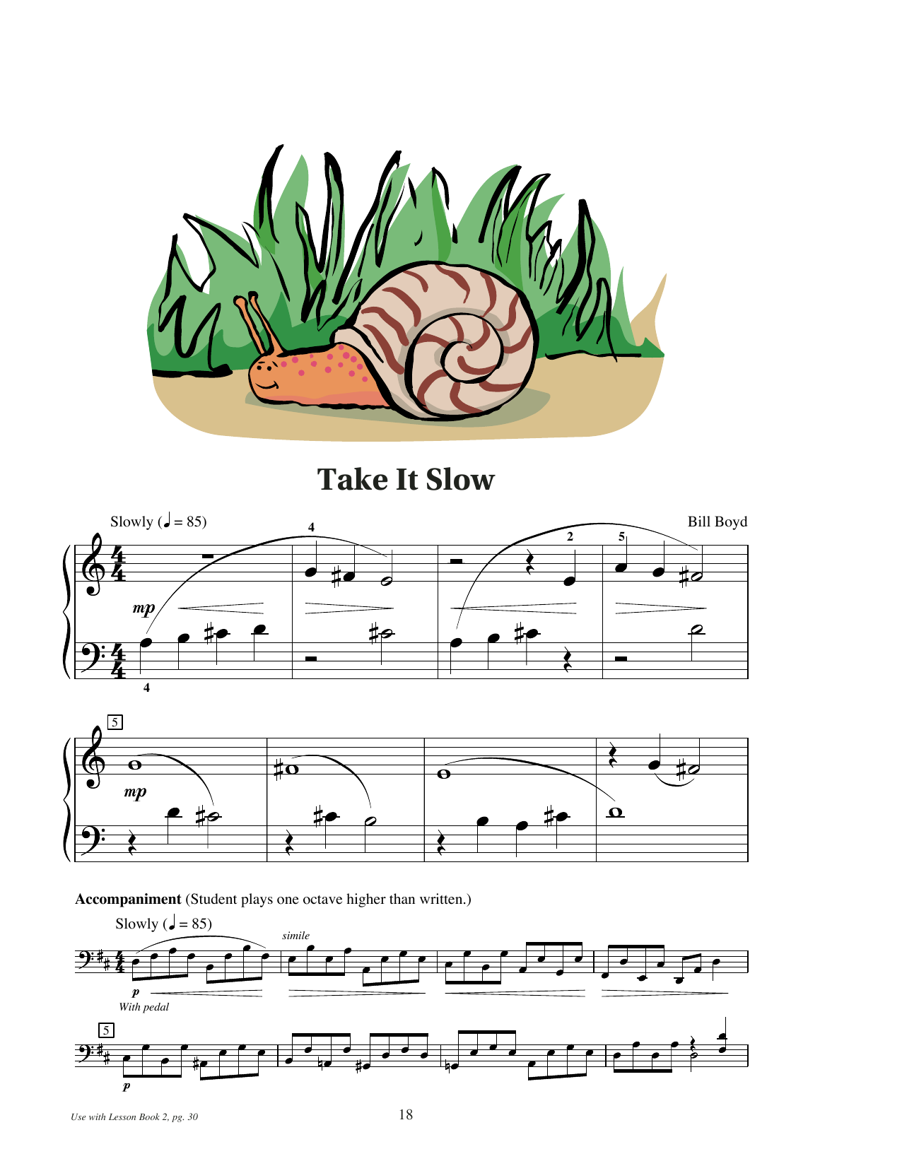 Download Bill Boyd Take It Slow Sheet Music and learn how to play Educational Piano PDF digital score in minutes