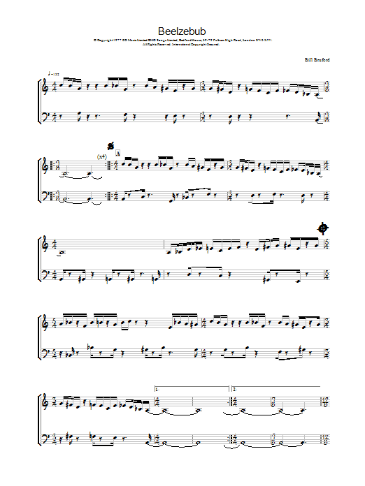 Download Bill Bruford Beelzebub Sheet Music and learn how to play Ensemble PDF digital score in minutes