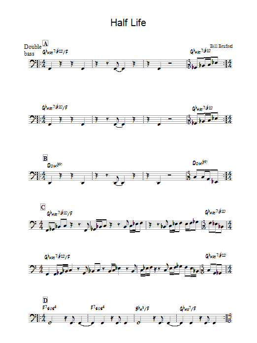 Download Bill Bruford Half Life Sheet Music and learn how to play Tenor Saxophone PDF digital score in minutes