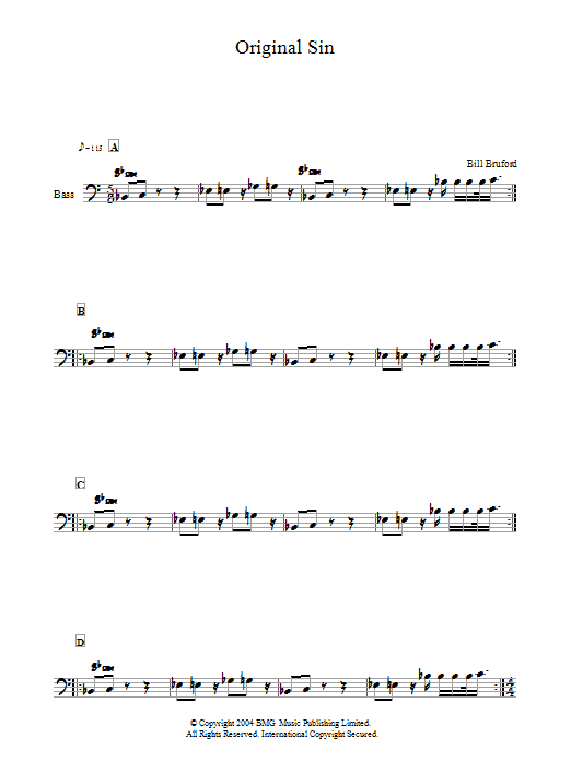 Download Bill Bruford Original Sin Sheet Music and learn how to play Double Bass PDF digital score in minutes