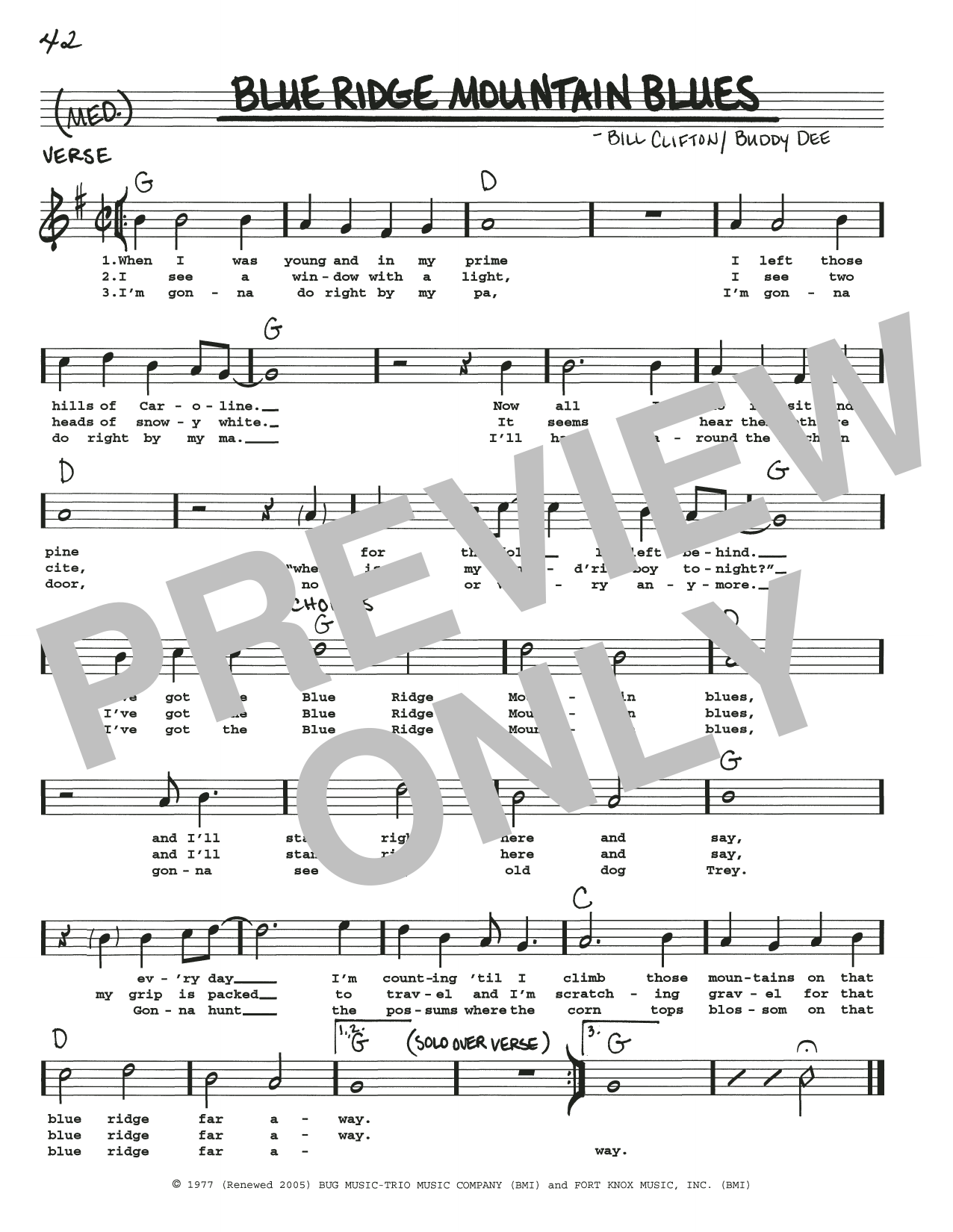 Download Bill Clifton Blue Ridge Mountain Blues Sheet Music and learn how to play Real Book – Melody, Lyrics & Chords PDF digital score in minutes