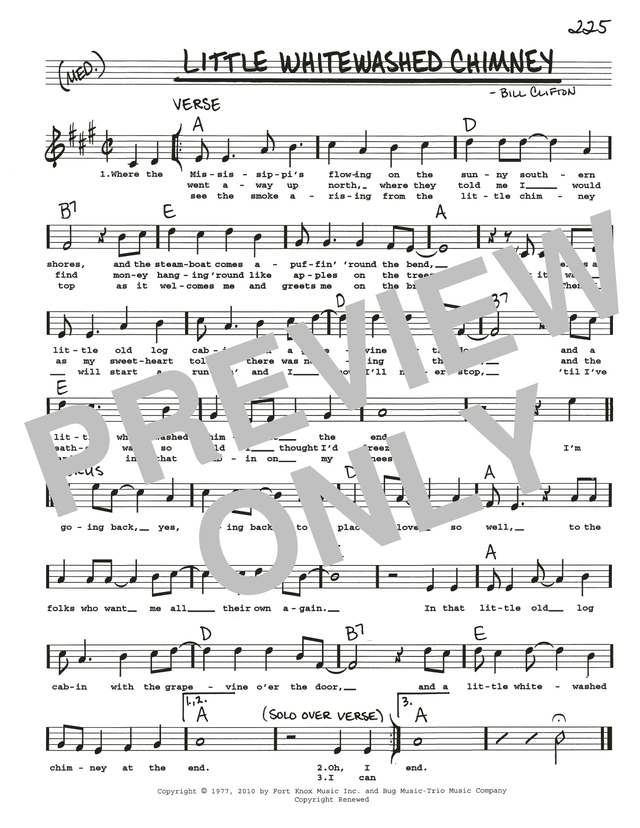 Download Bill Clifton Little Whitewashed Chimney Sheet Music and learn how to play Real Book – Melody, Lyrics & Chords PDF digital score in minutes