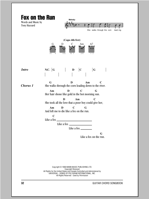 Download Bill Emerson Fox On The Run Sheet Music and learn how to play Lyrics & Chords PDF digital score in minutes