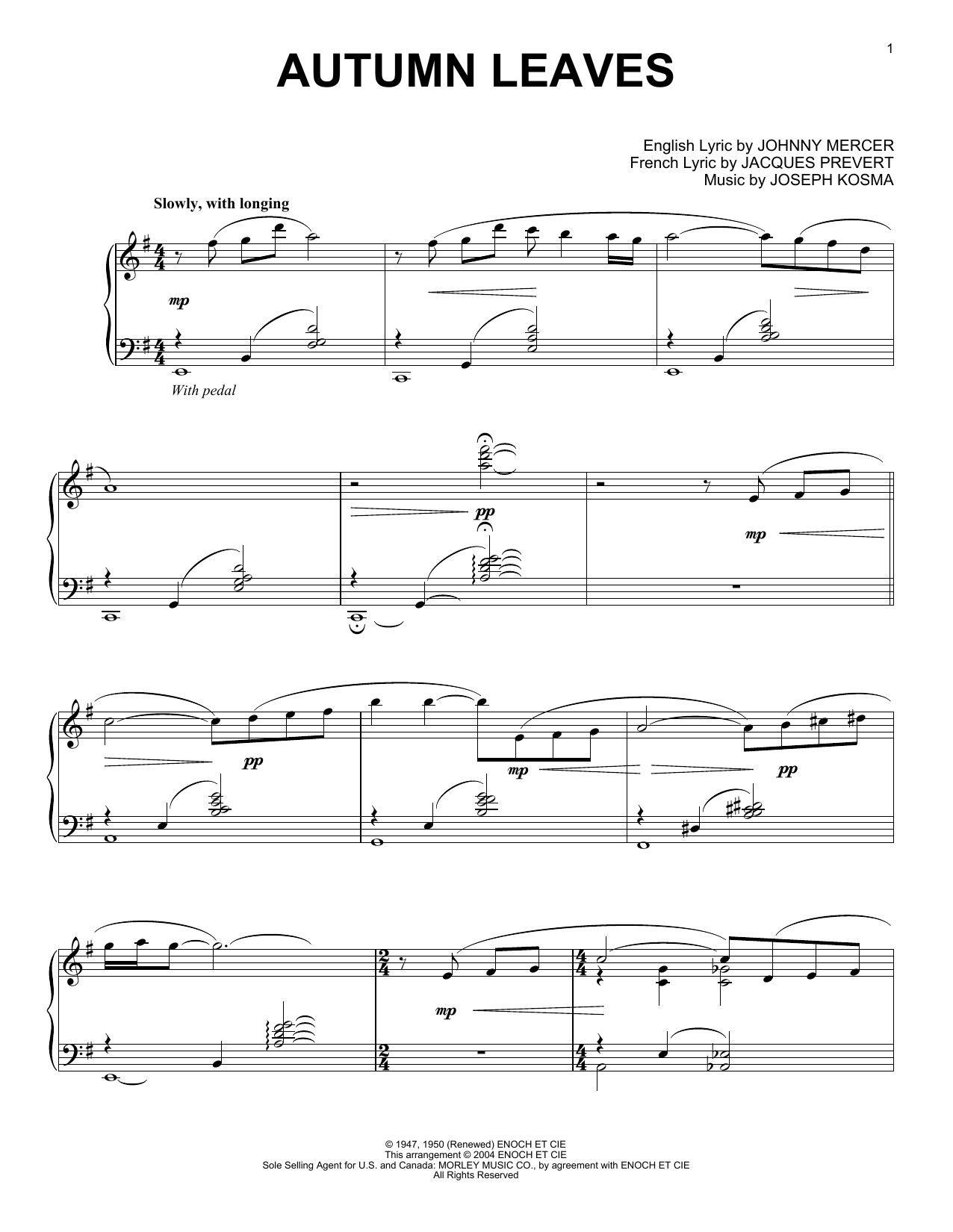 Download Bill Evans Autumn Leaves Sheet Music and learn how to play Piano PDF digital score in minutes