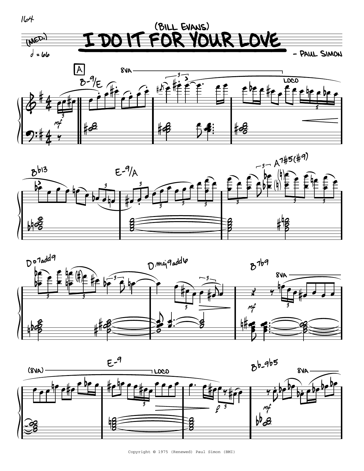 Download Bill Evans I Do It For Your Love (solo only) Sheet Music and learn how to play Real Book – Melody & Chords PDF digital score in minutes