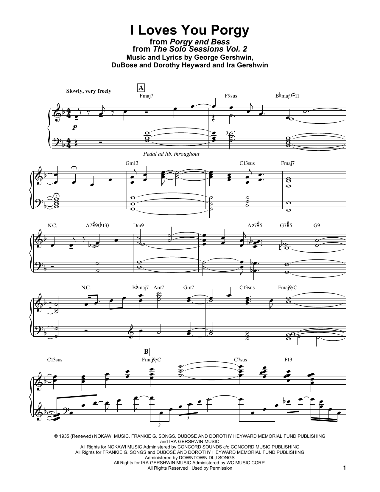 Download Bill Evans I Loves You, Porgy (from Porgy and Bess) Sheet Music and learn how to play Piano Solo PDF digital score in minutes