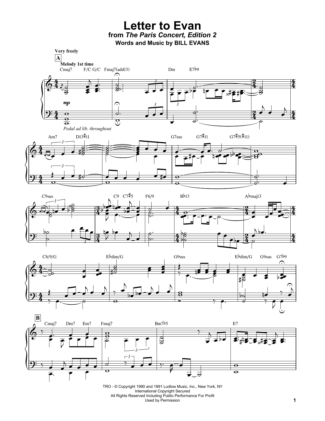 Download Bill Evans Letter To Evan Sheet Music and learn how to play Real Book – Melody & Chords PDF digital score in minutes
