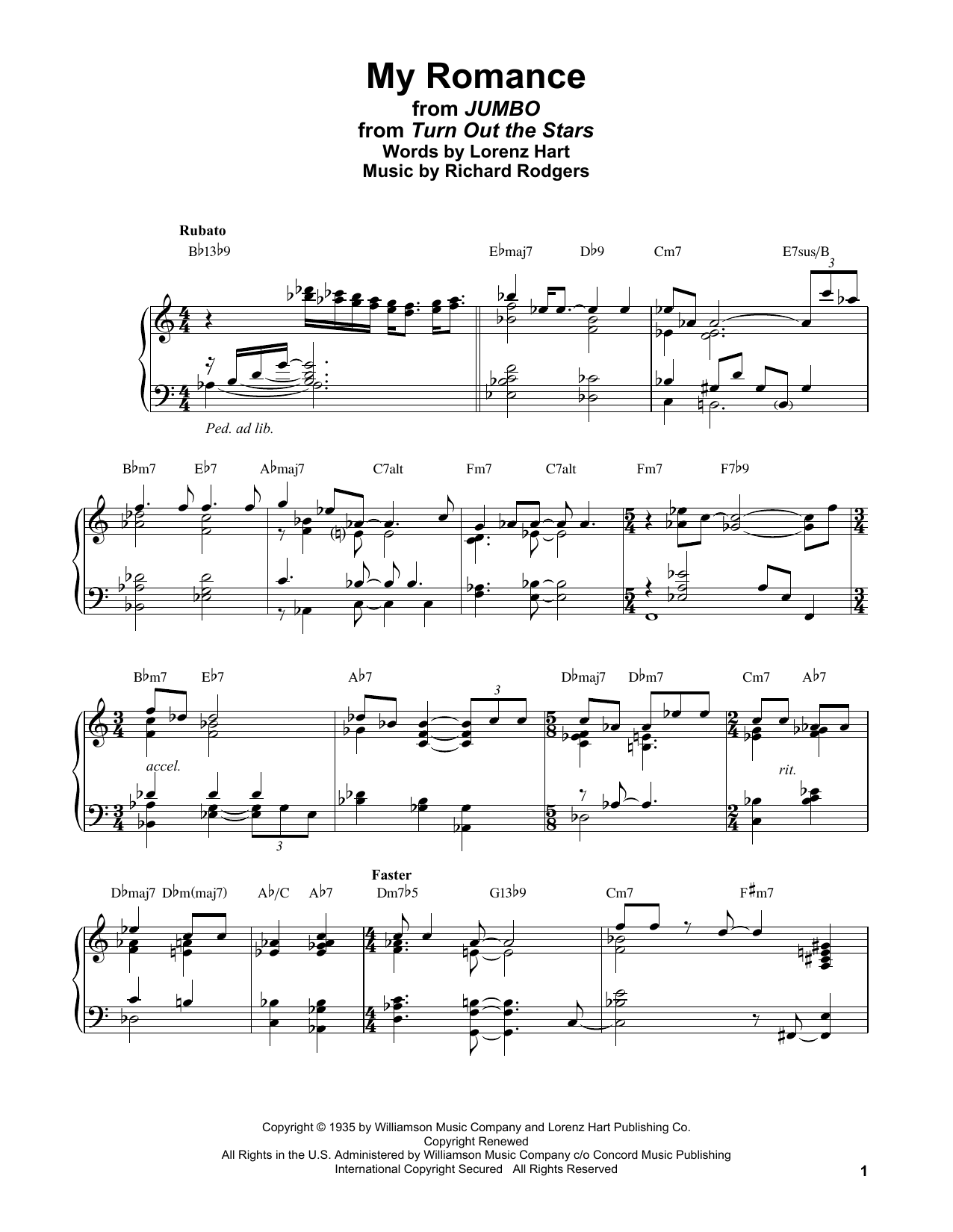 Download Bill Evans My Romance (from Jumbo) Sheet Music and learn how to play Piano Solo PDF digital score in minutes