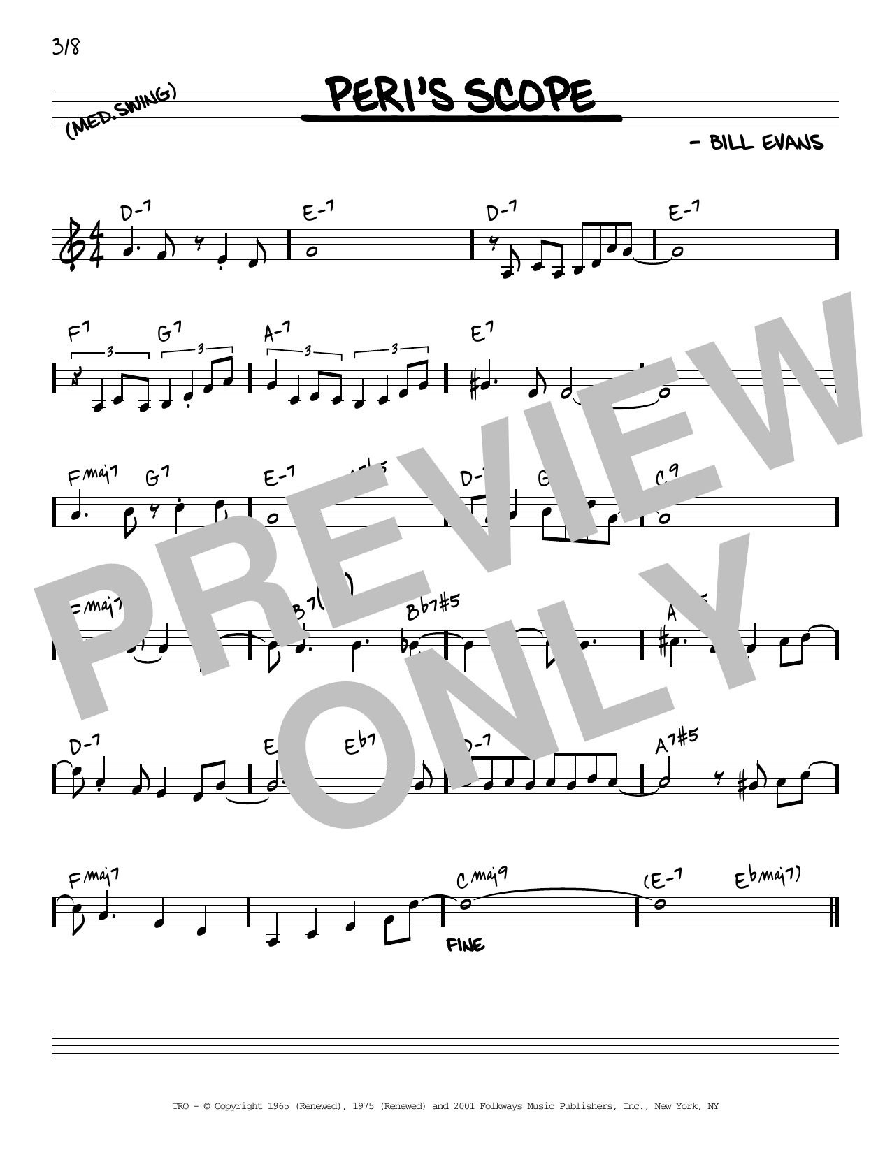 Download Bill Evans Peri's Scope [Reharmonized version] (arr. Jack Grassel) Sheet Music and learn how to play Real Book – Melody & Chords PDF digital score in minutes