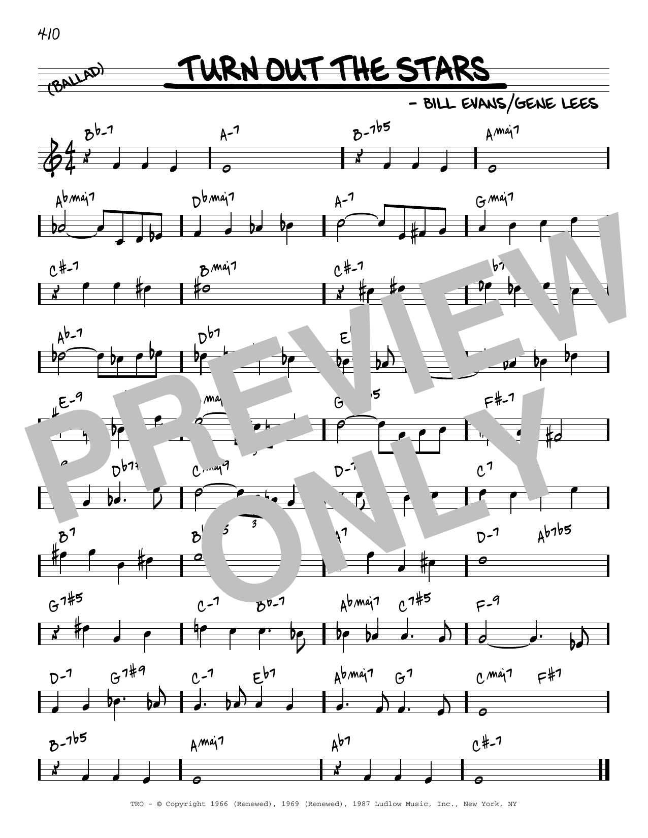 Download Bill Evans Turn Out The Stars [Reharmonized version] (arr. Jack Grassel) Sheet Music and learn how to play Real Book – Melody & Chords PDF digital score in minutes