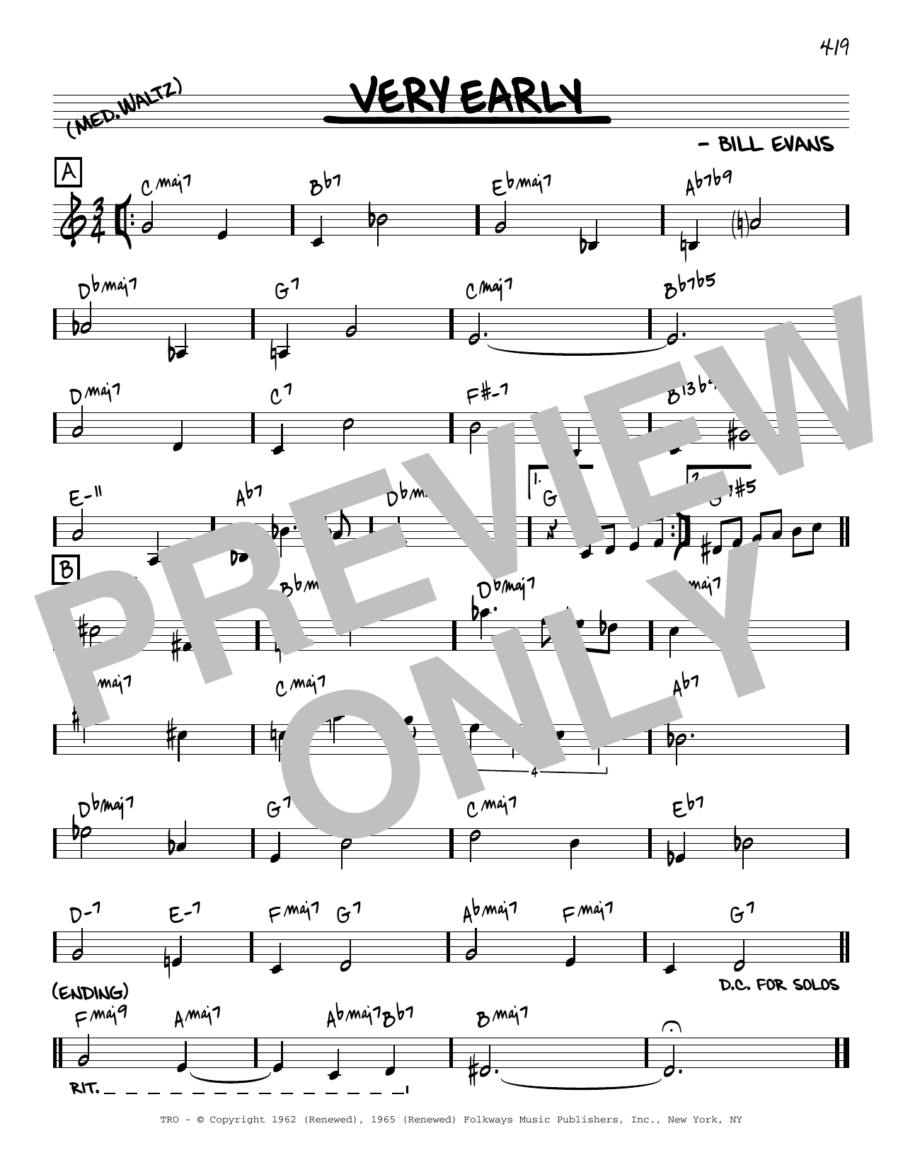 Download Bill Evans Very Early [Reharmonized version] (arr. Jack Grassel) Sheet Music and learn how to play Real Book – Melody & Chords PDF digital score in minutes