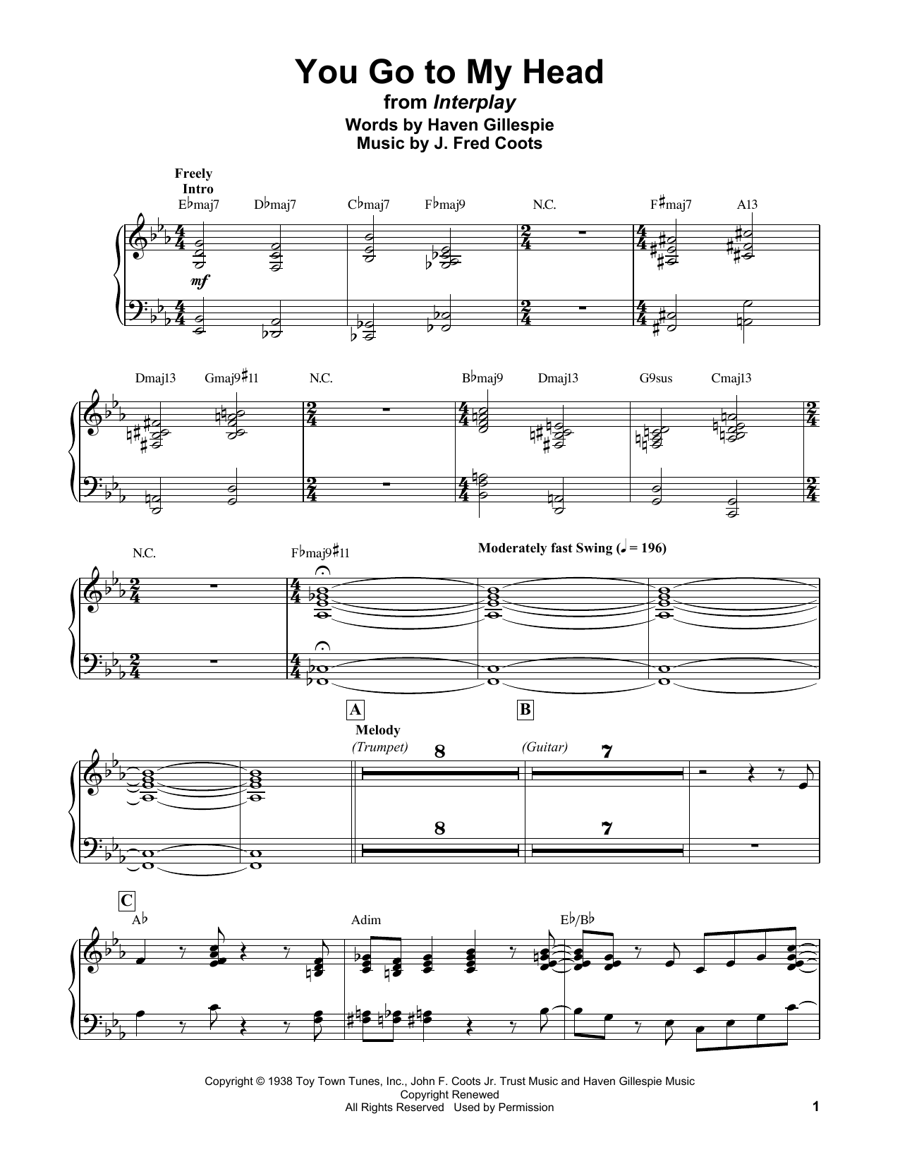 Download Bill Evans You Go To My Head Sheet Music and learn how to play Piano Solo PDF digital score in minutes