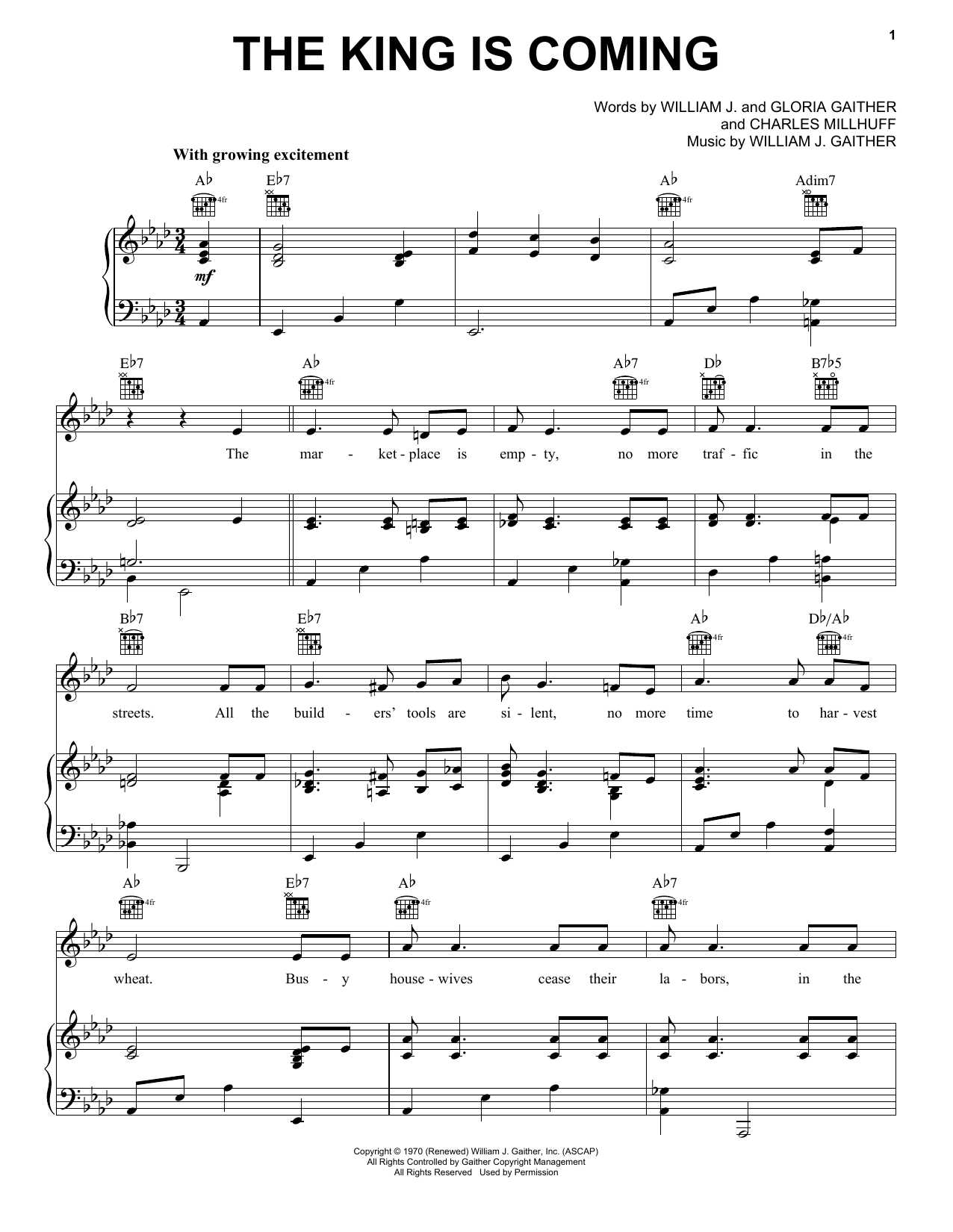 Download Gaither Vocal Band The King Is Coming Sheet Music and learn how to play Piano, Vocal & Guitar (Right-Hand Melody) PDF digital score in minutes