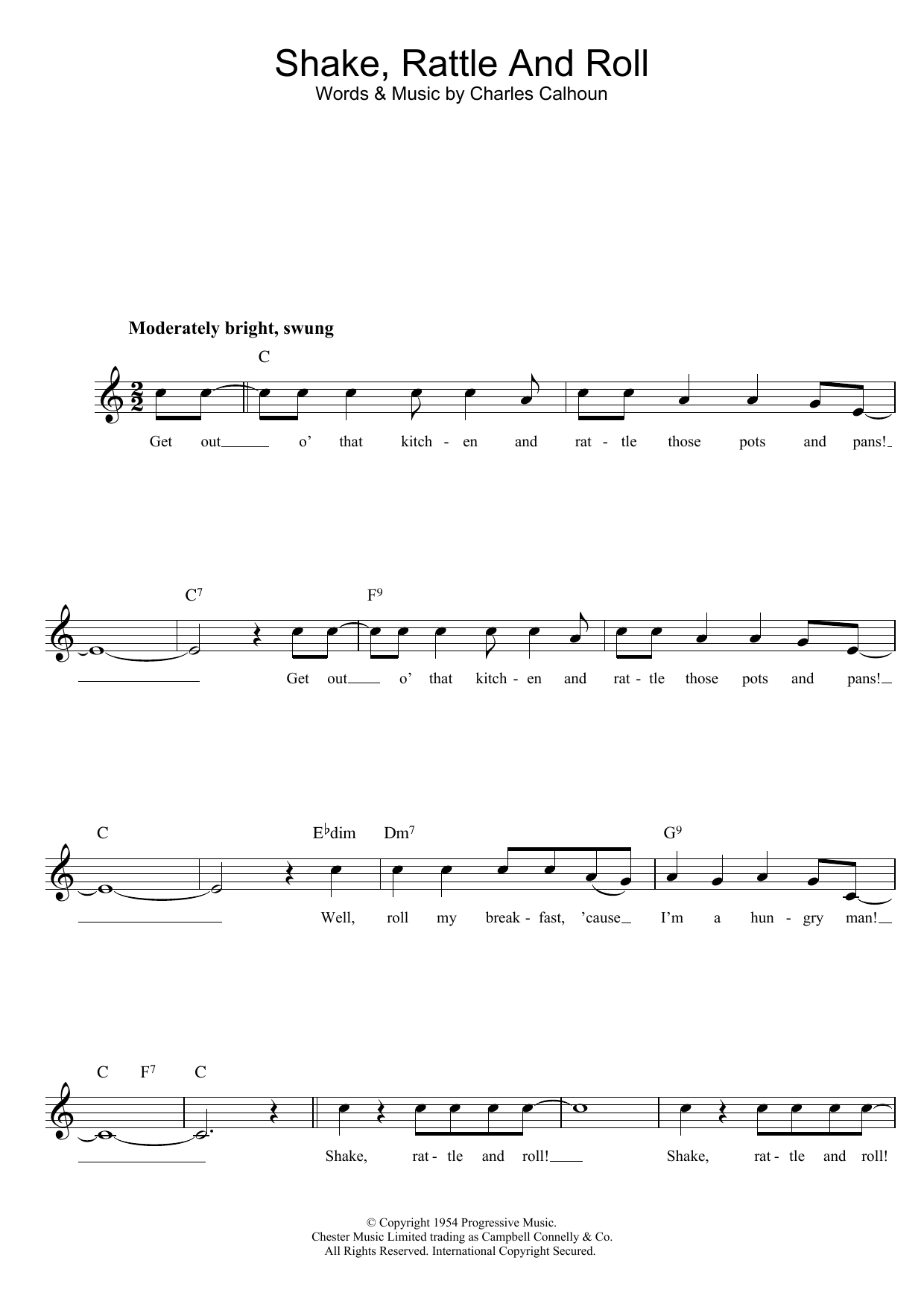Download Bill Haley & His Comets Shake, Rattle And Roll Sheet Music and learn how to play Violin PDF digital score in minutes