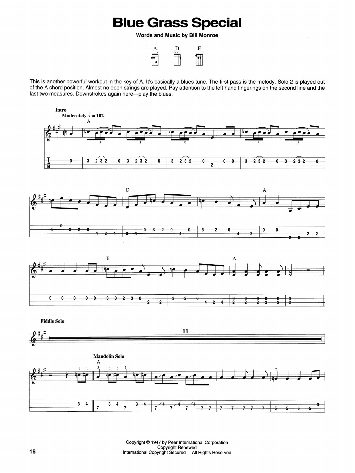 Download Bill Monroe Blue Grass Special Sheet Music and learn how to play Mandolin PDF digital score in minutes