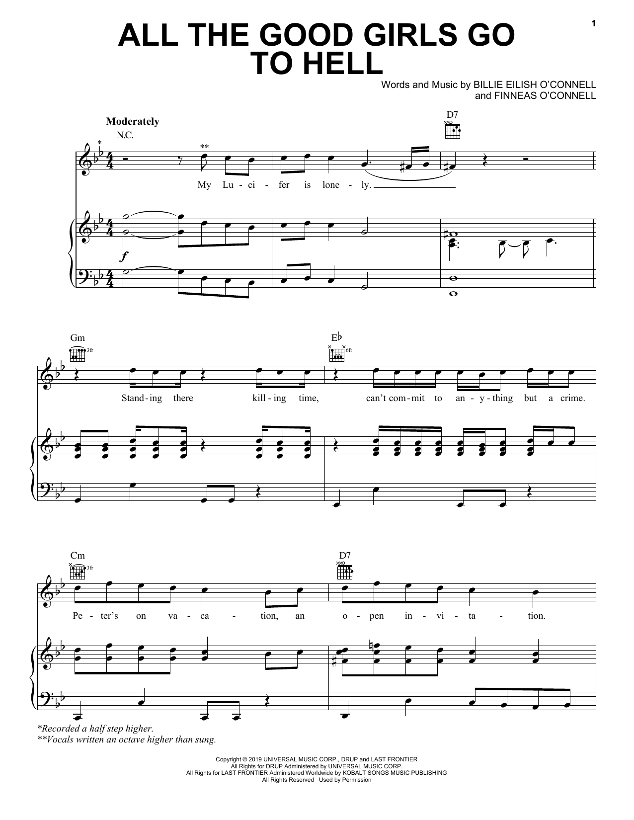 Download Billie Eilish all the good girls go to hell Sheet Music and learn how to play Super Easy Piano PDF digital score in minutes