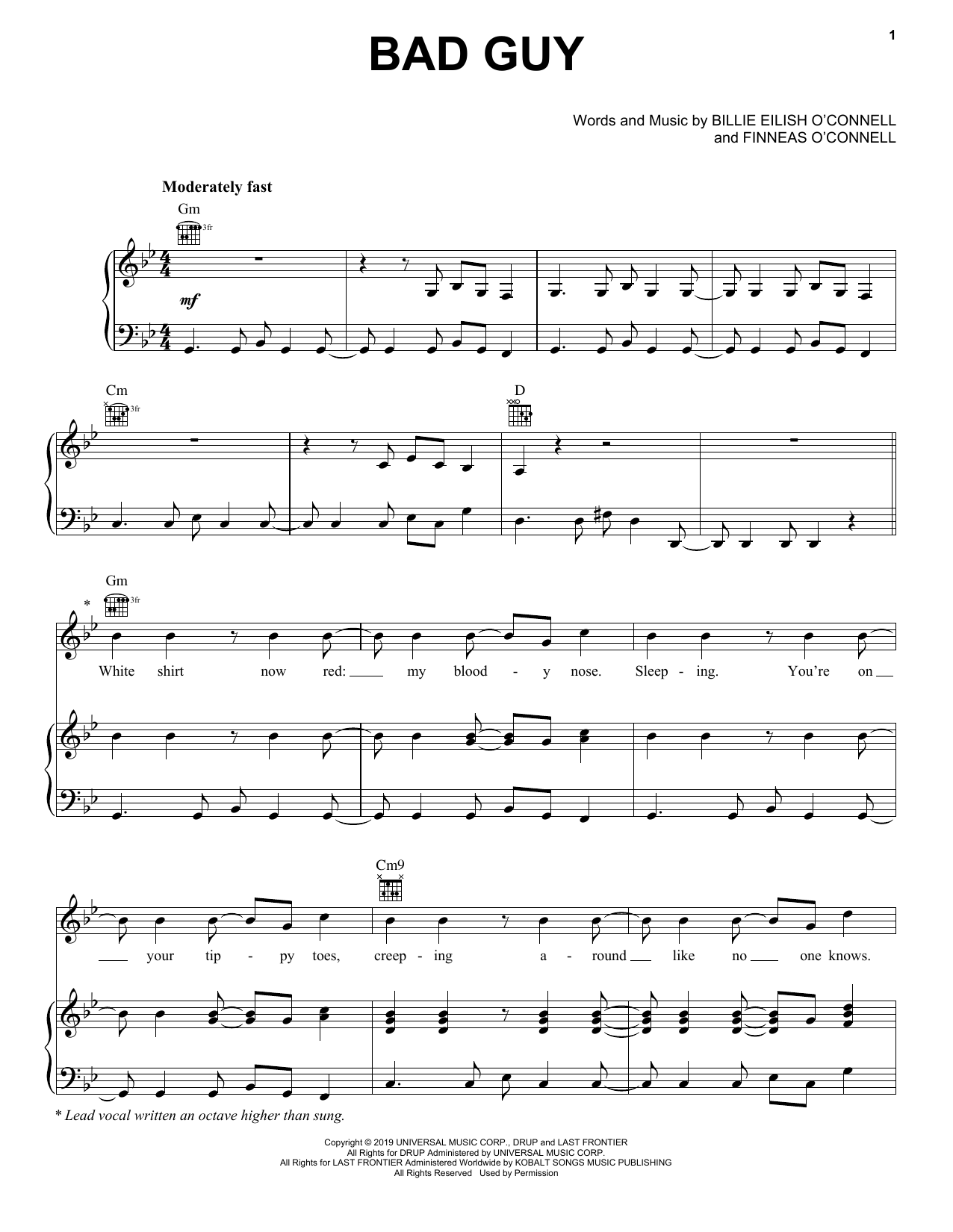 Download Billie Eilish bad guy Sheet Music and learn how to play Easy Guitar Tab PDF digital score in minutes